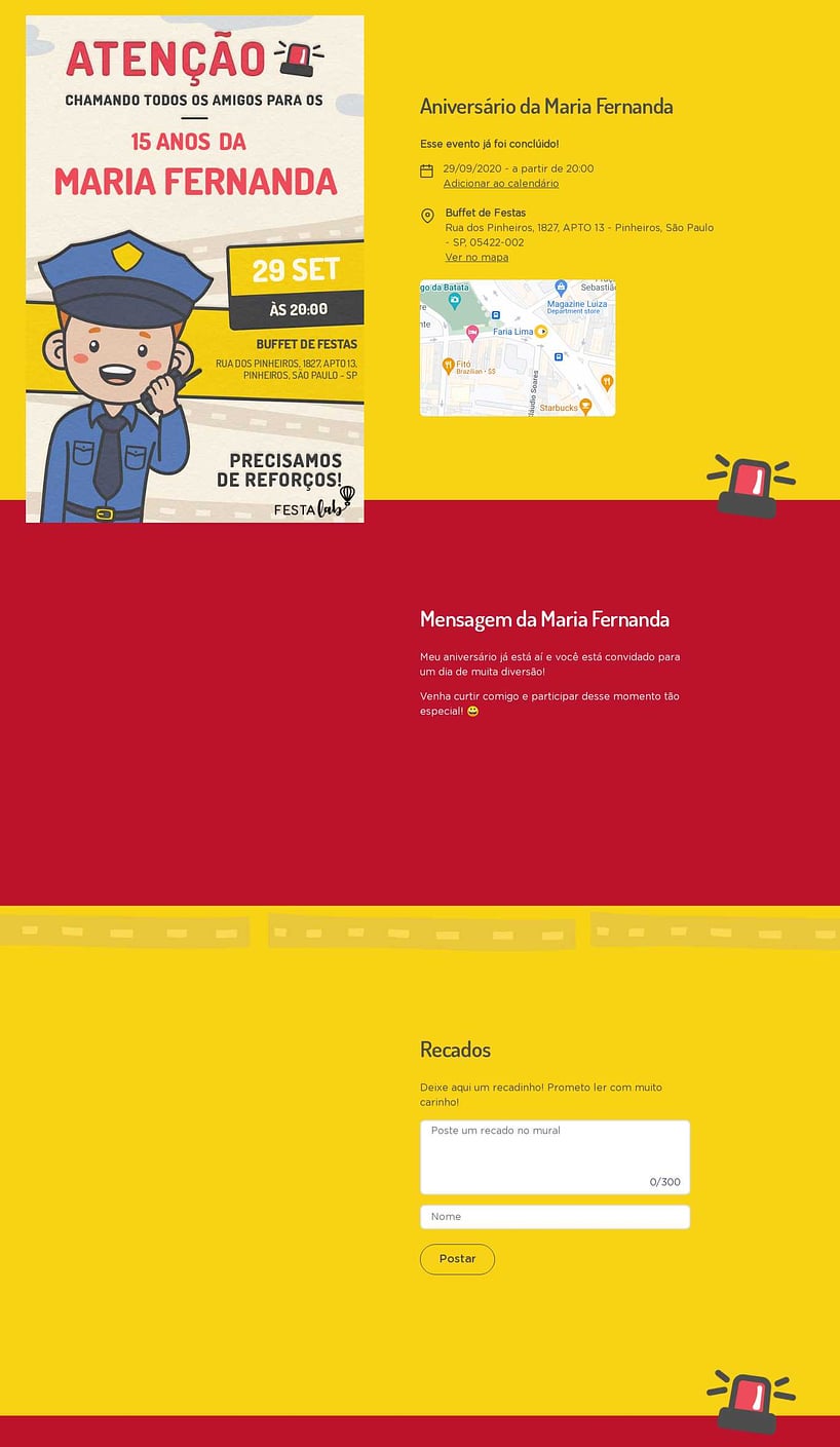 Convite online de aniversário - Policial Pardo| FestaLab