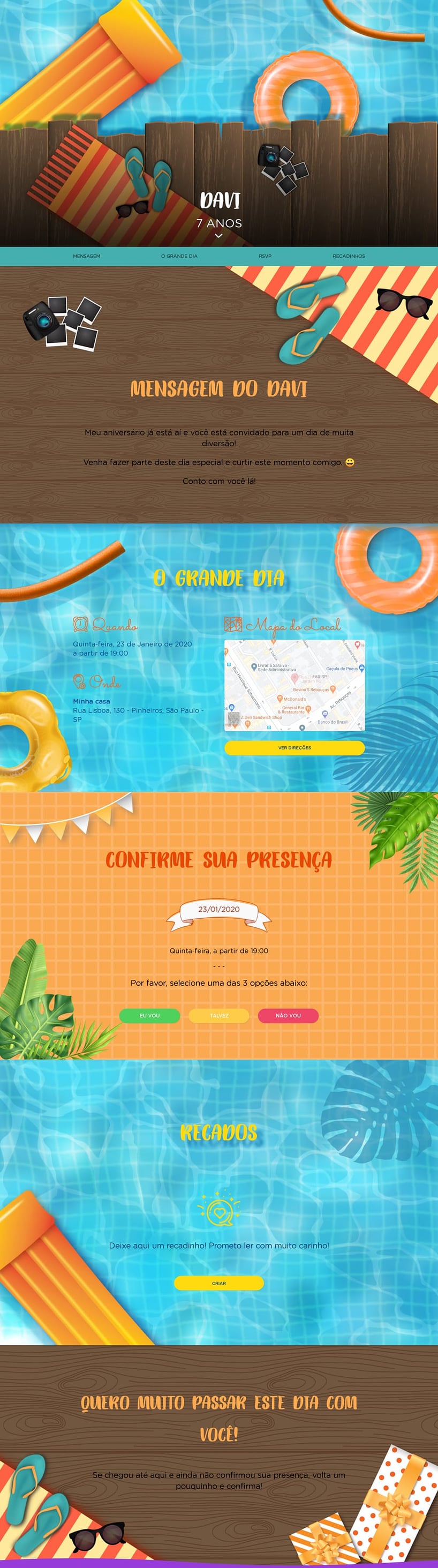 Convite online de aniversário - Pool Party| FestaLab