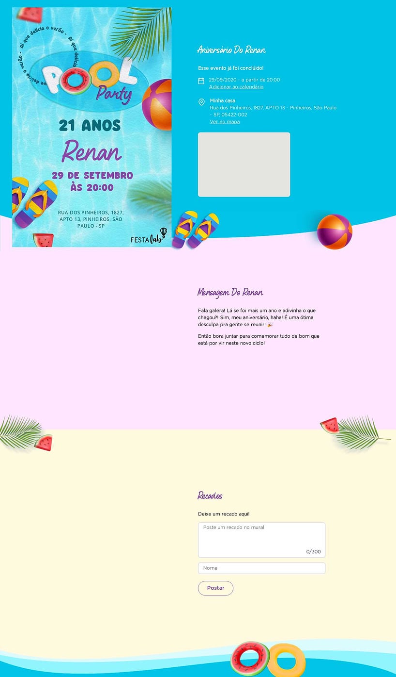 Convite online de aniversário - Pool Party Verão| FestaLab