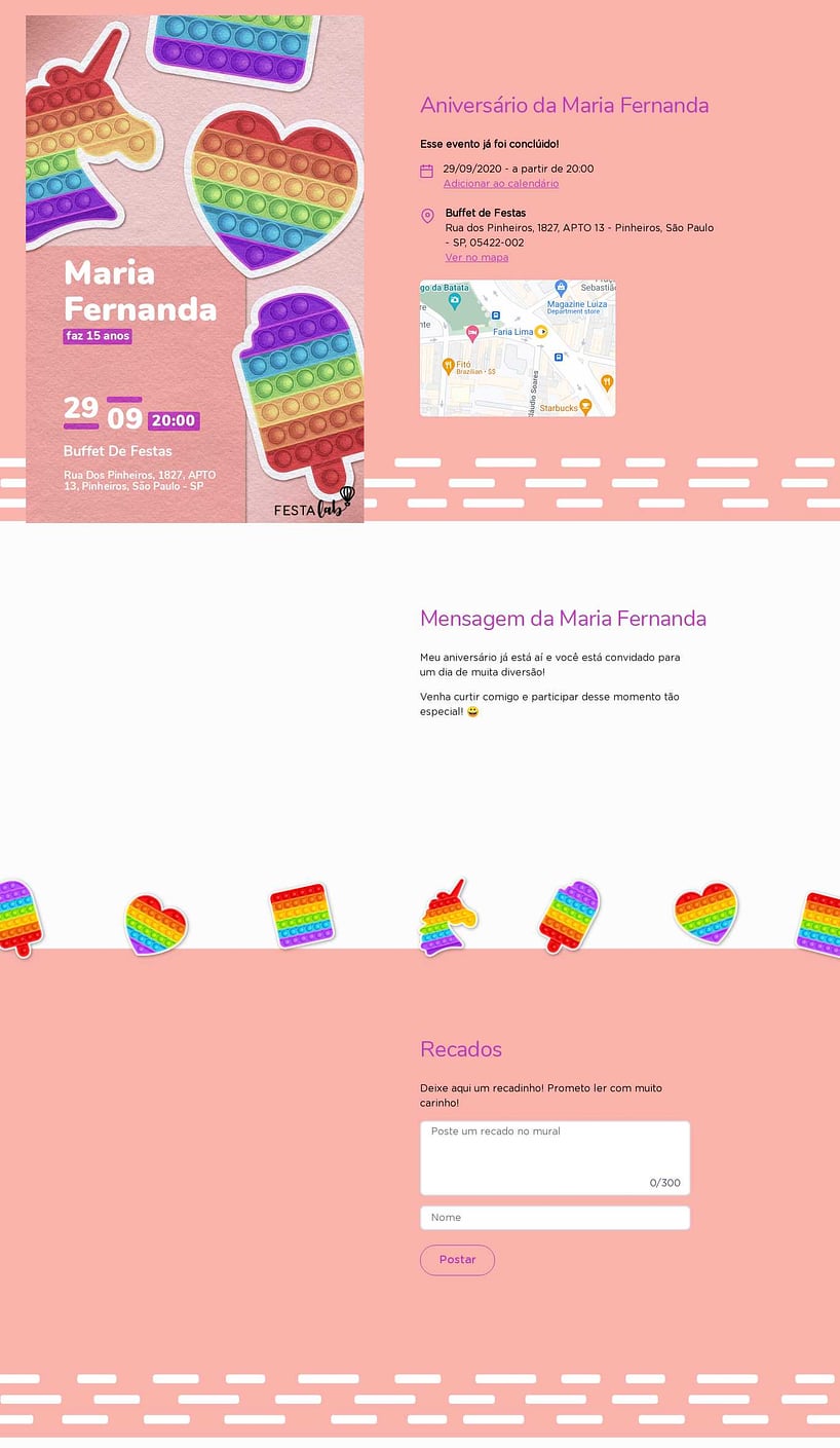 Convite online de aniversário - Pop it rosa| FestaLab