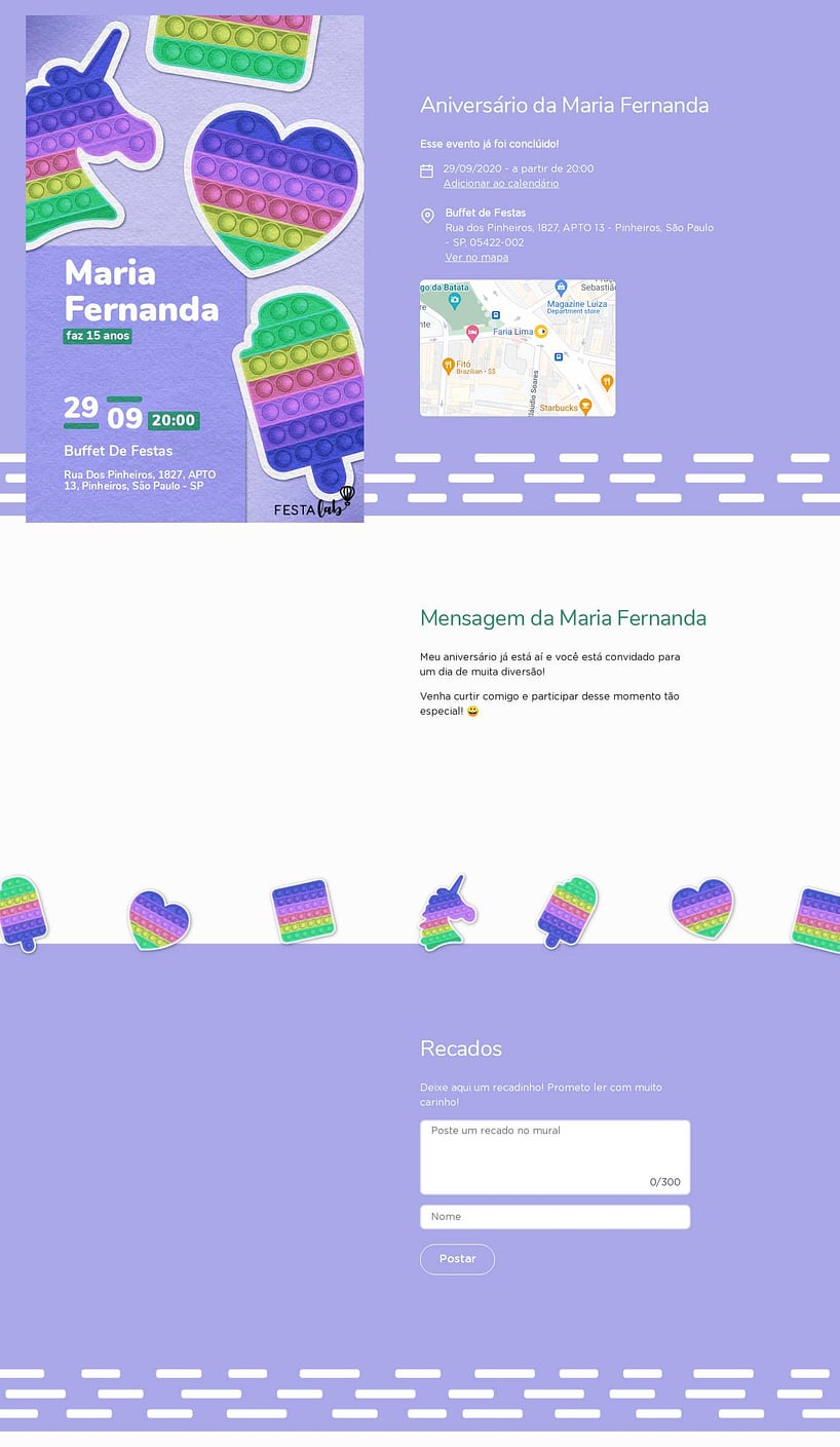 Convite online de aniversário - Pop it roxo| FestaLab