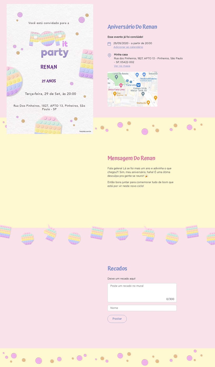Convite online de aniversário - Pop it Candy| FestaLab