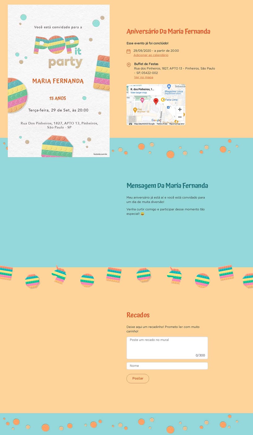 Convite online de aniversário - Pop it Colorido| FestaLab