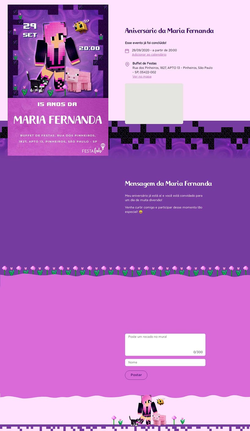 Convite online de aniversário - Portal Minecraft| FestaLab