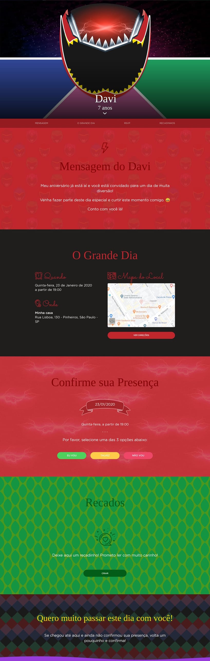 Convite online de aniversário - Power Rangers| FestaLab