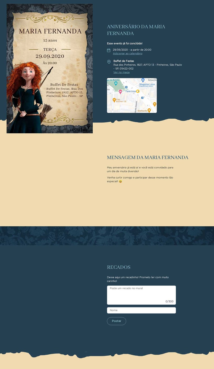 Convite online de aniversário - Princesa Merida| FestaLab