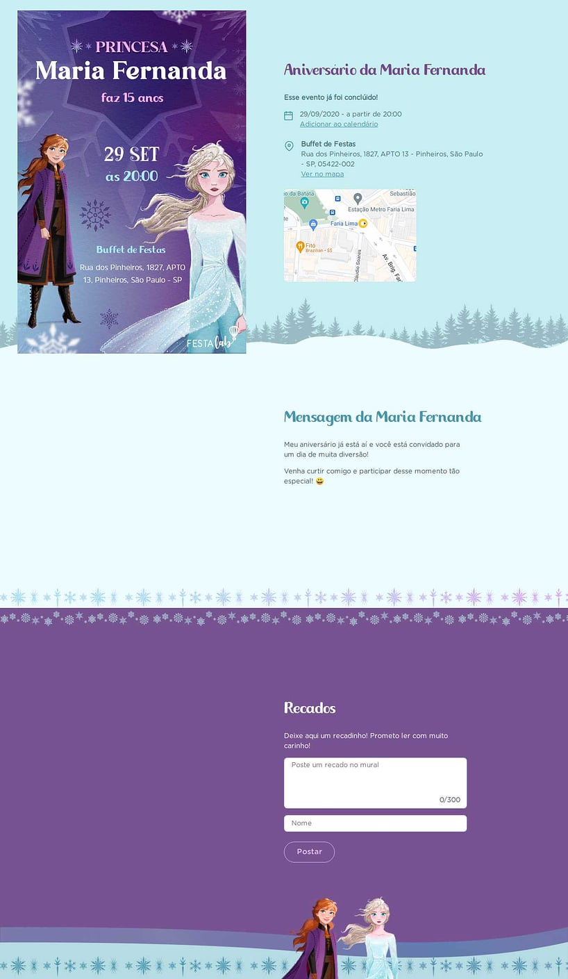 Convite online de aniversário - Princesas Frozen| FestaLab