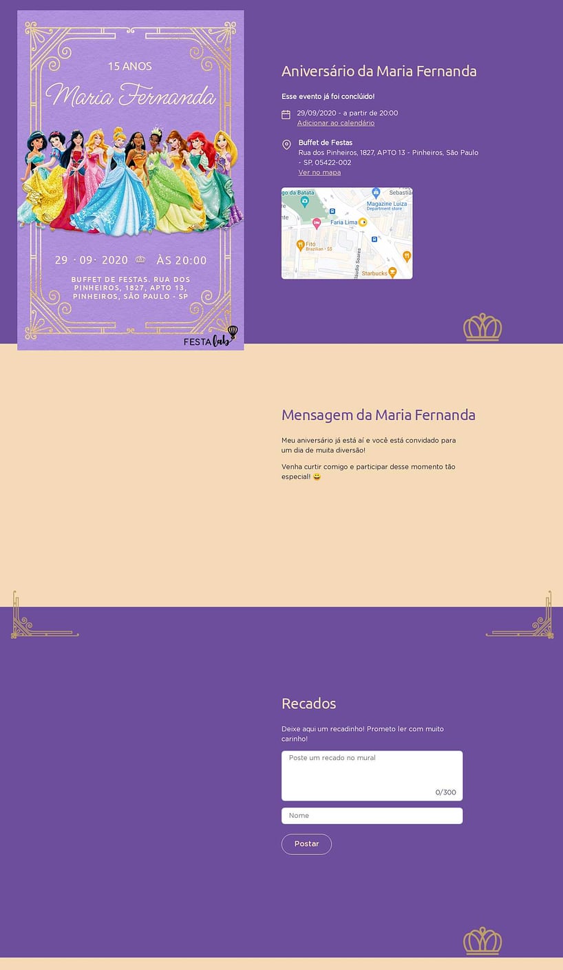 Convite online de aniversário - Princesas| FestaLab