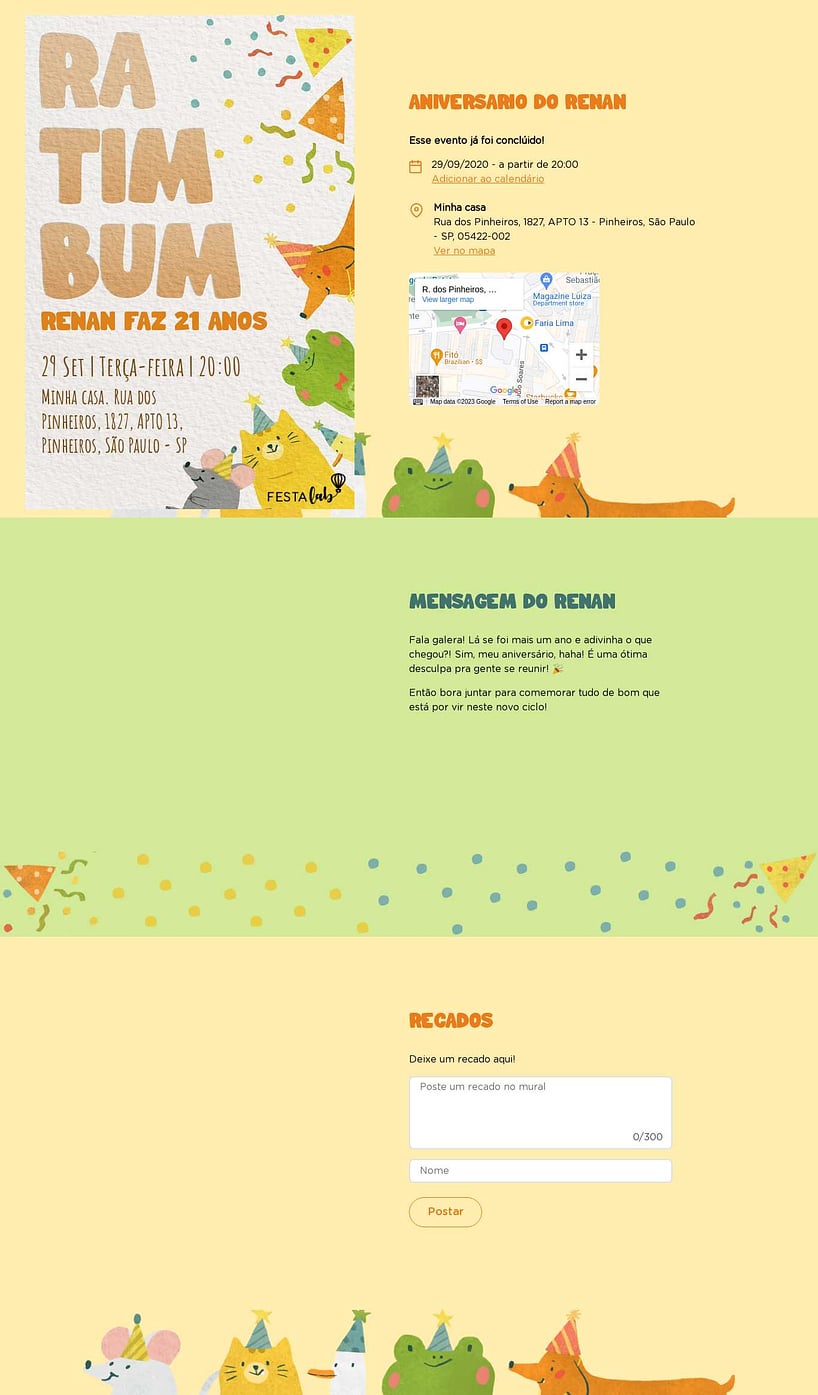Convite online de aniversário - Ra Tim Bum| FestaLab