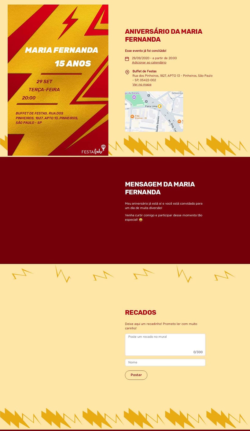Convite online de aniversário - Raio: The Flash Dourado| FestaLab