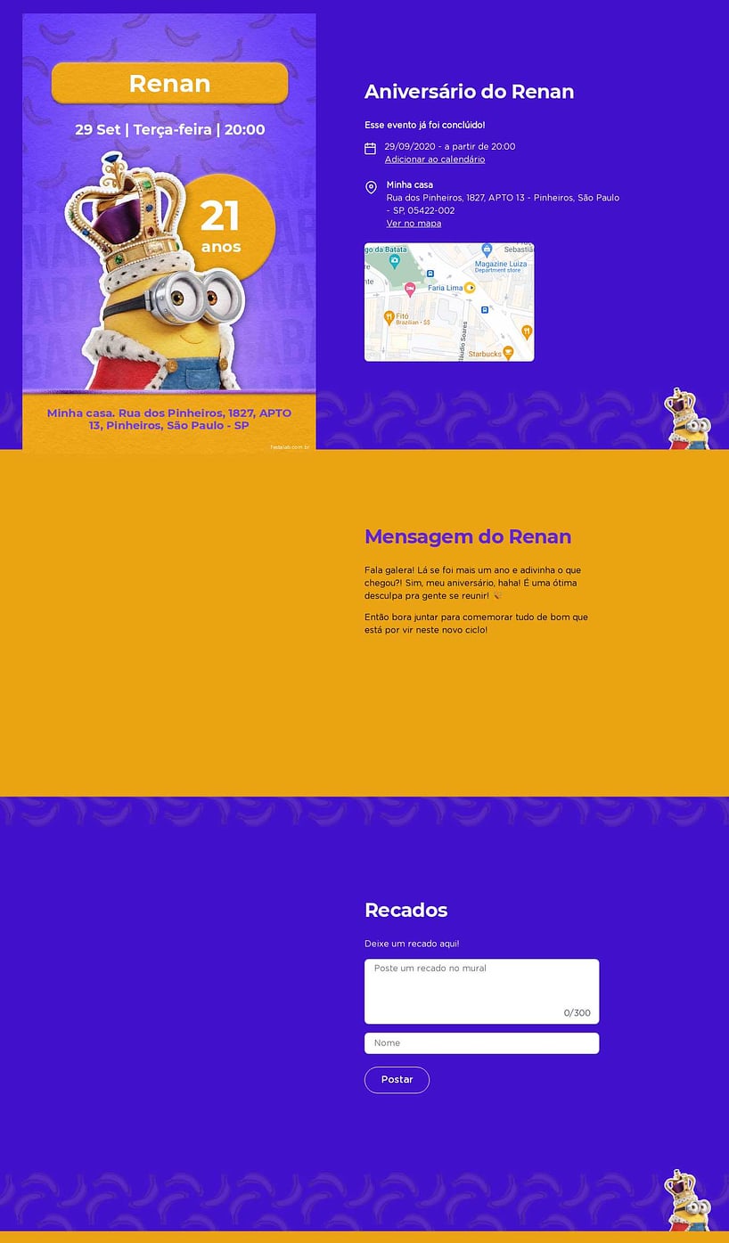 Convite online de aniversário - Rei Minion Azul| FestaLab