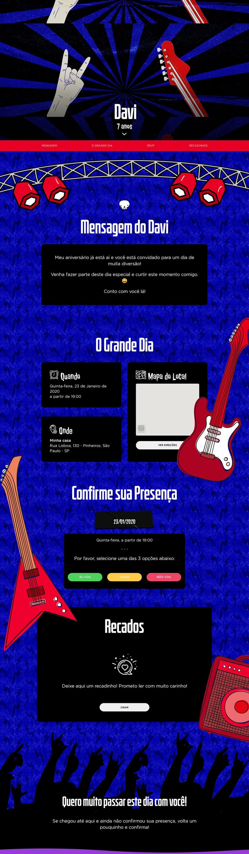 Convite online de aniversário - Rock| FestaLab