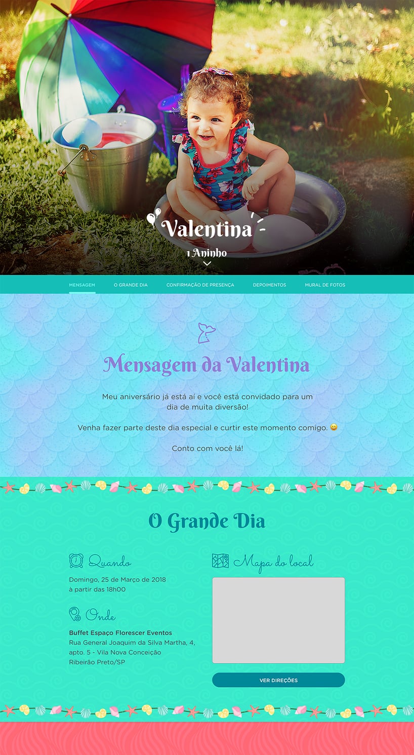 Convite online de aniversário - Sereia brilhante| FestaLab