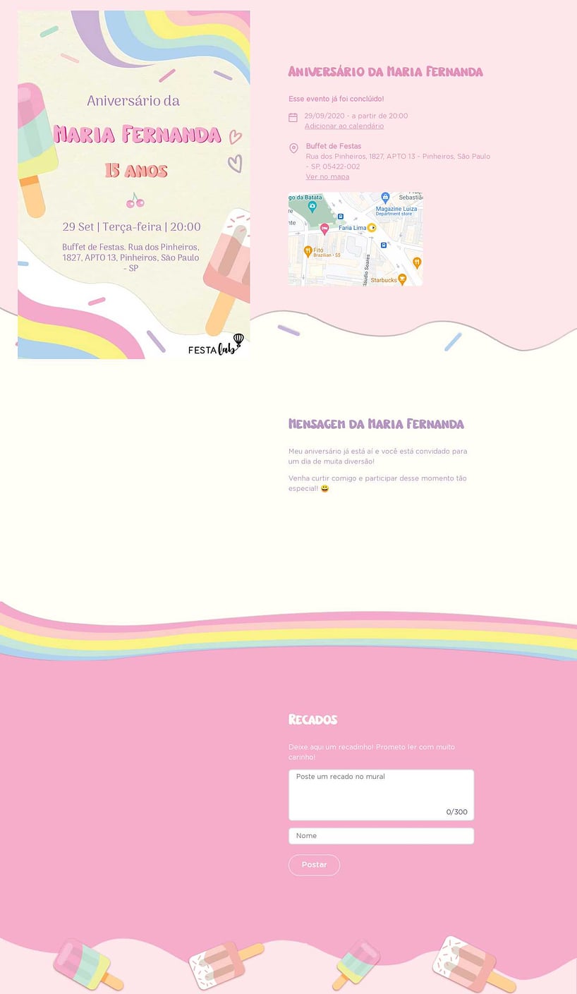 Convite online de aniversário - Sorvete| FestaLab