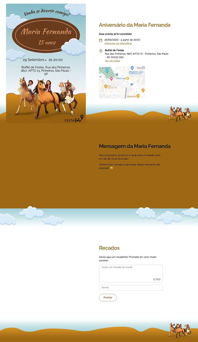 Convite online de aniversário - Spirit Marrom| FestaLab