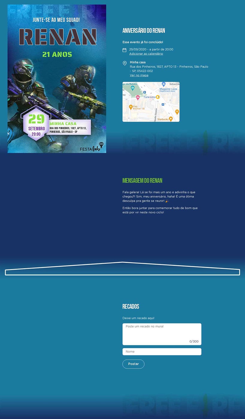 Convite online de aniversário - Squad Azul| FestaLab