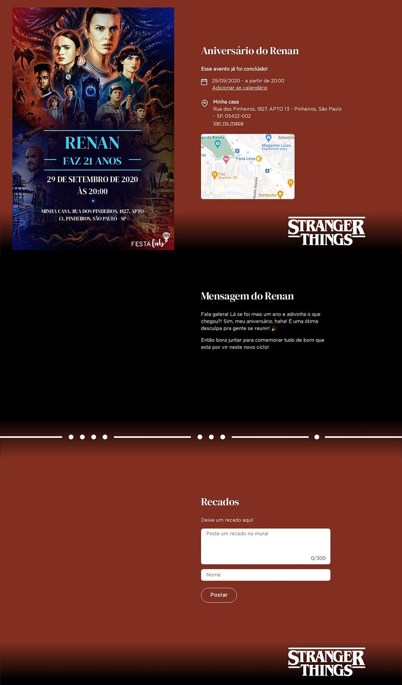 Convite online de aniversário - Stranger Things| FestaLab