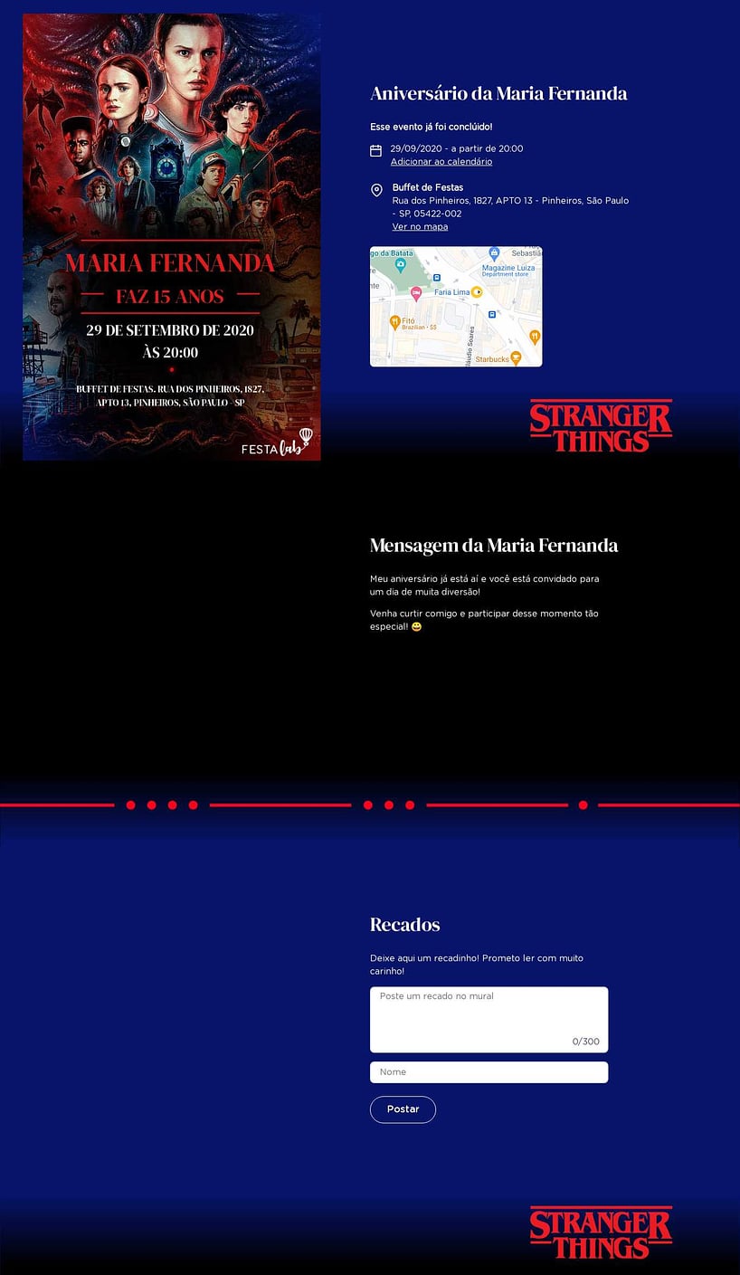 Convite online de aniversário - Stranger Things| FestaLab
