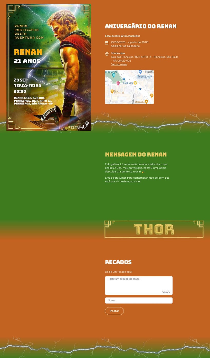 Convite online de aniversário - Super Thor| FestaLab
