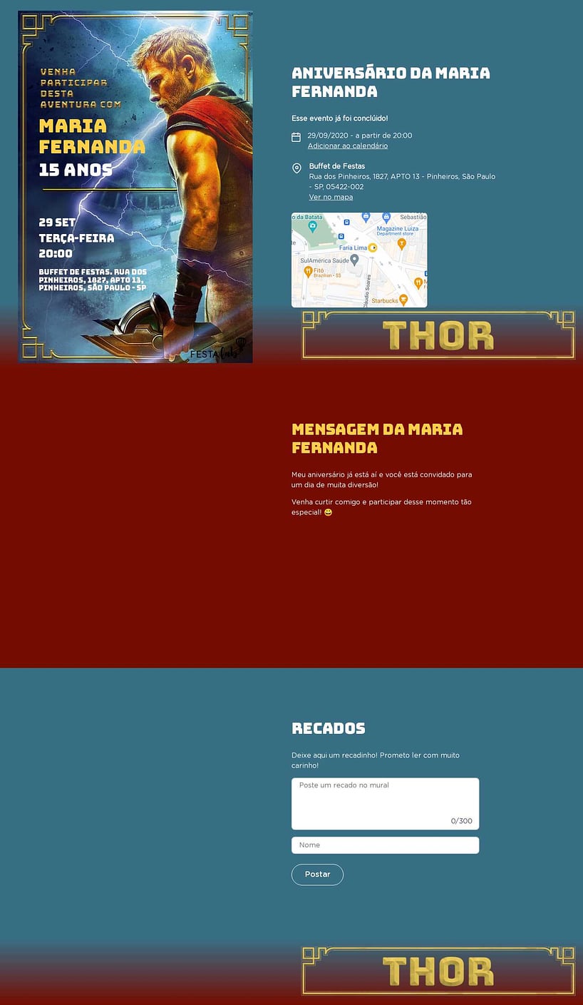 Convite online de aniversário - Super Thor Azul| FestaLab