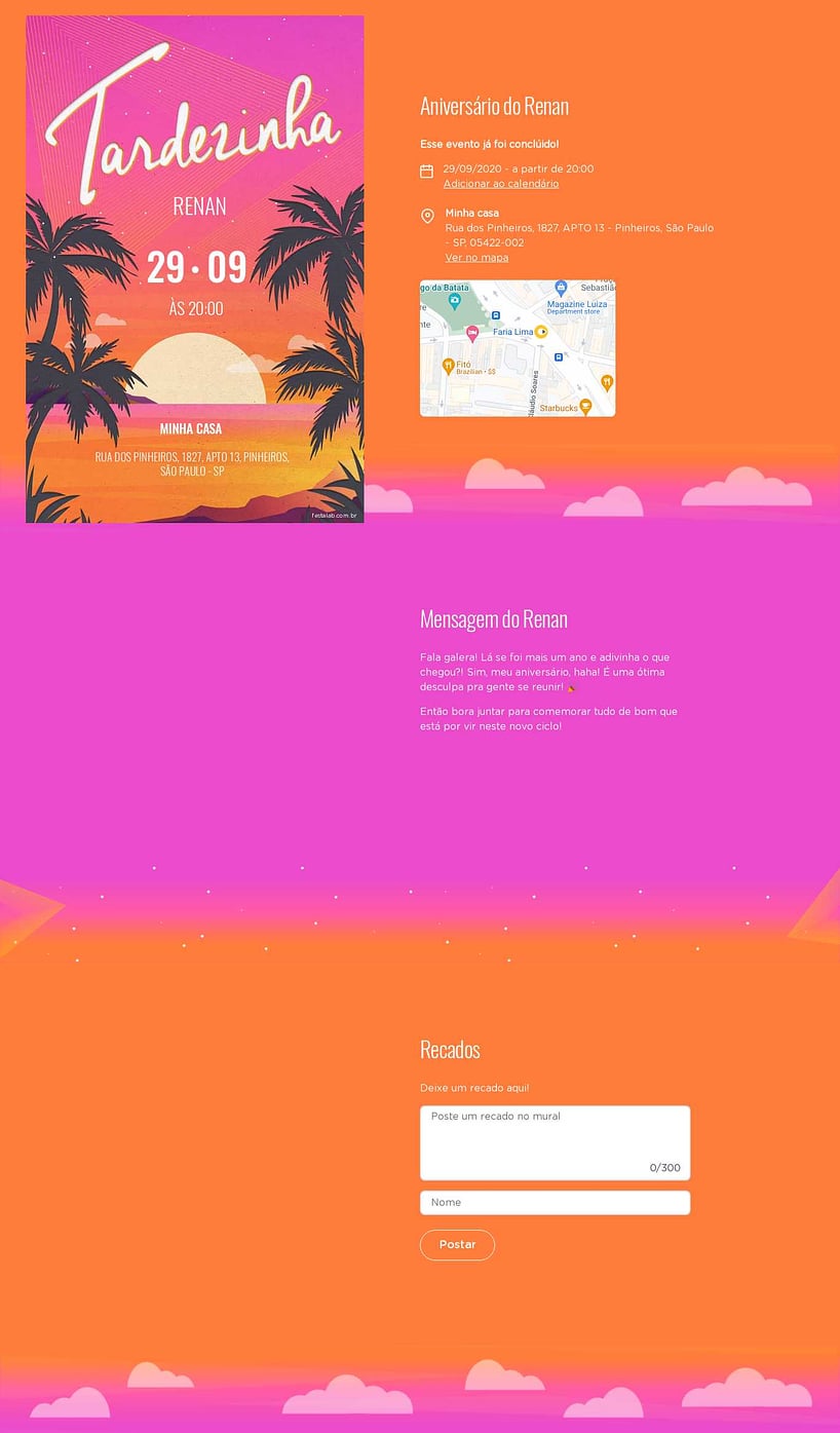 Convite online de aniversário - Tardezinha rosa| FestaLab