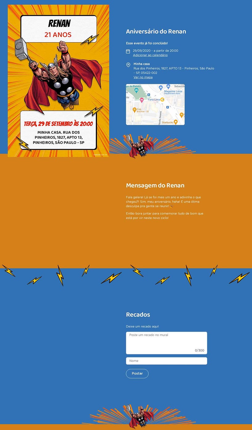 Convite online de aniversário - Thor Amarelo| FestaLab