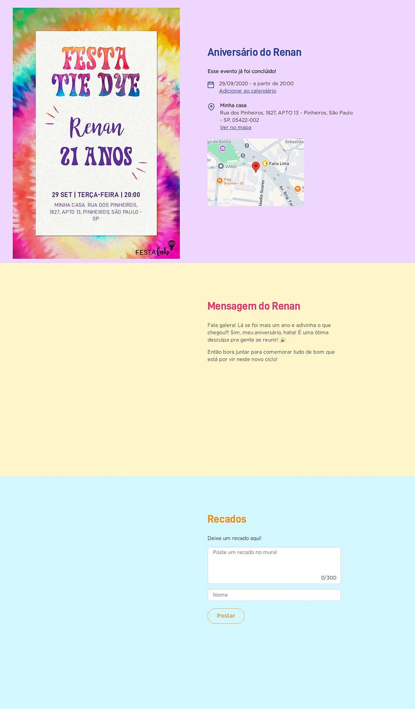 Convite online de aniversário - Tie Dye| FestaLab