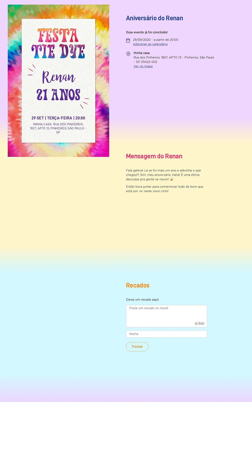 Convite online de aniversário - Tie Dye| FestaLab