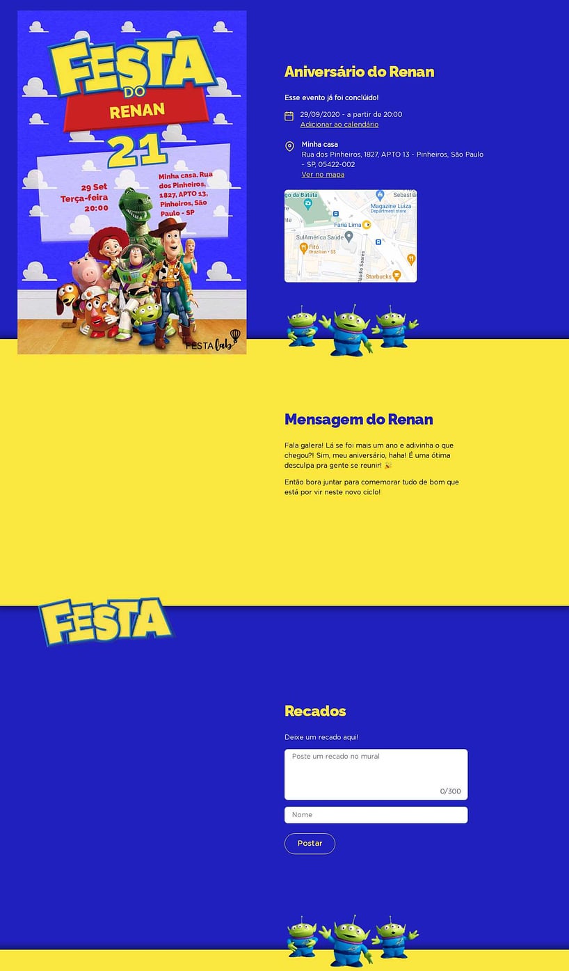 Convite online de aniversário - Toy Story Party Azul| FestaLab