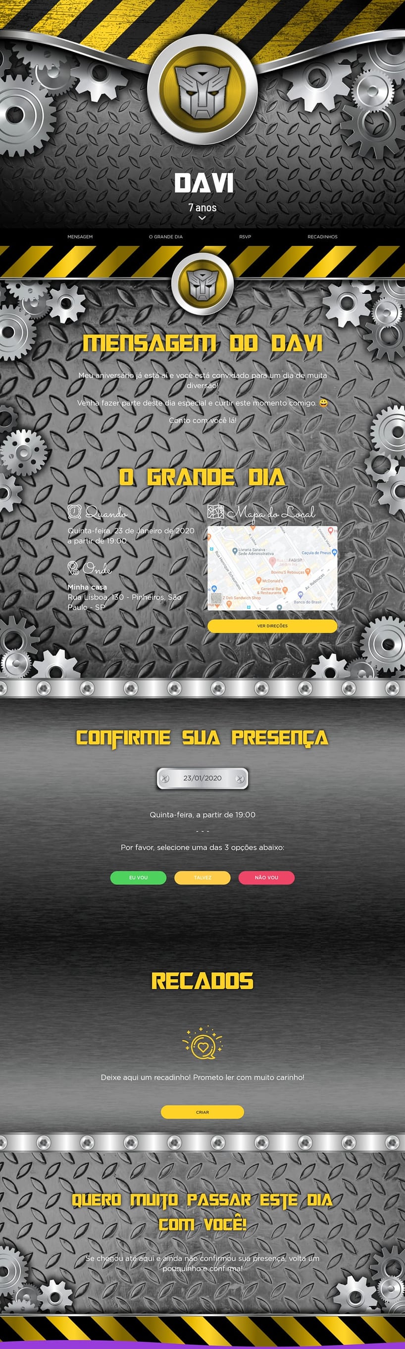 Convite online de aniversário - Transformers| FestaLab