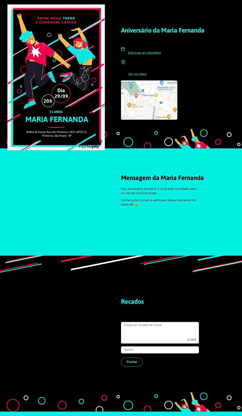 Convite online de aniversário - Trend Rosa e Azul| FestaLab