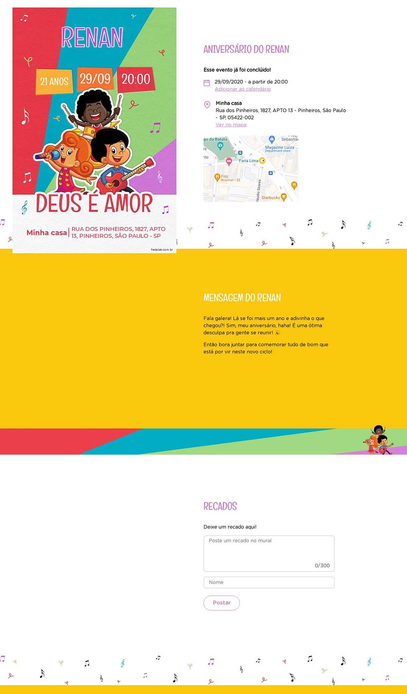 Convite online de aniversário - Três Palavrinhas| FestaLab