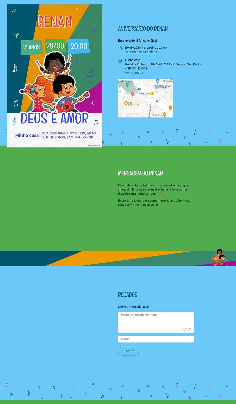 Convite online de aniversário - Três Palavrinhas Verde| FestaLab