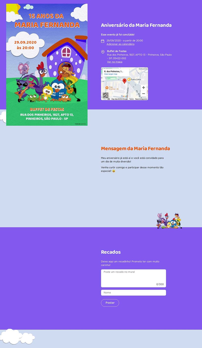 Convite online de aniversário - Turma da Galinha azul| FestaLab