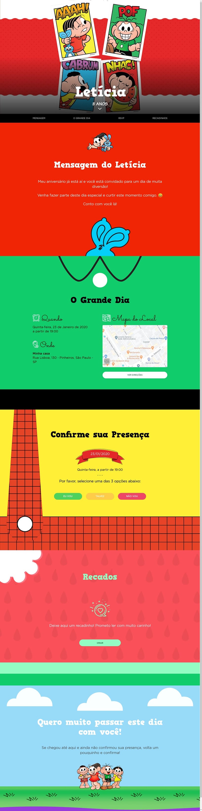 Convite online de aniversário - Turma da Mônica| FestaLab