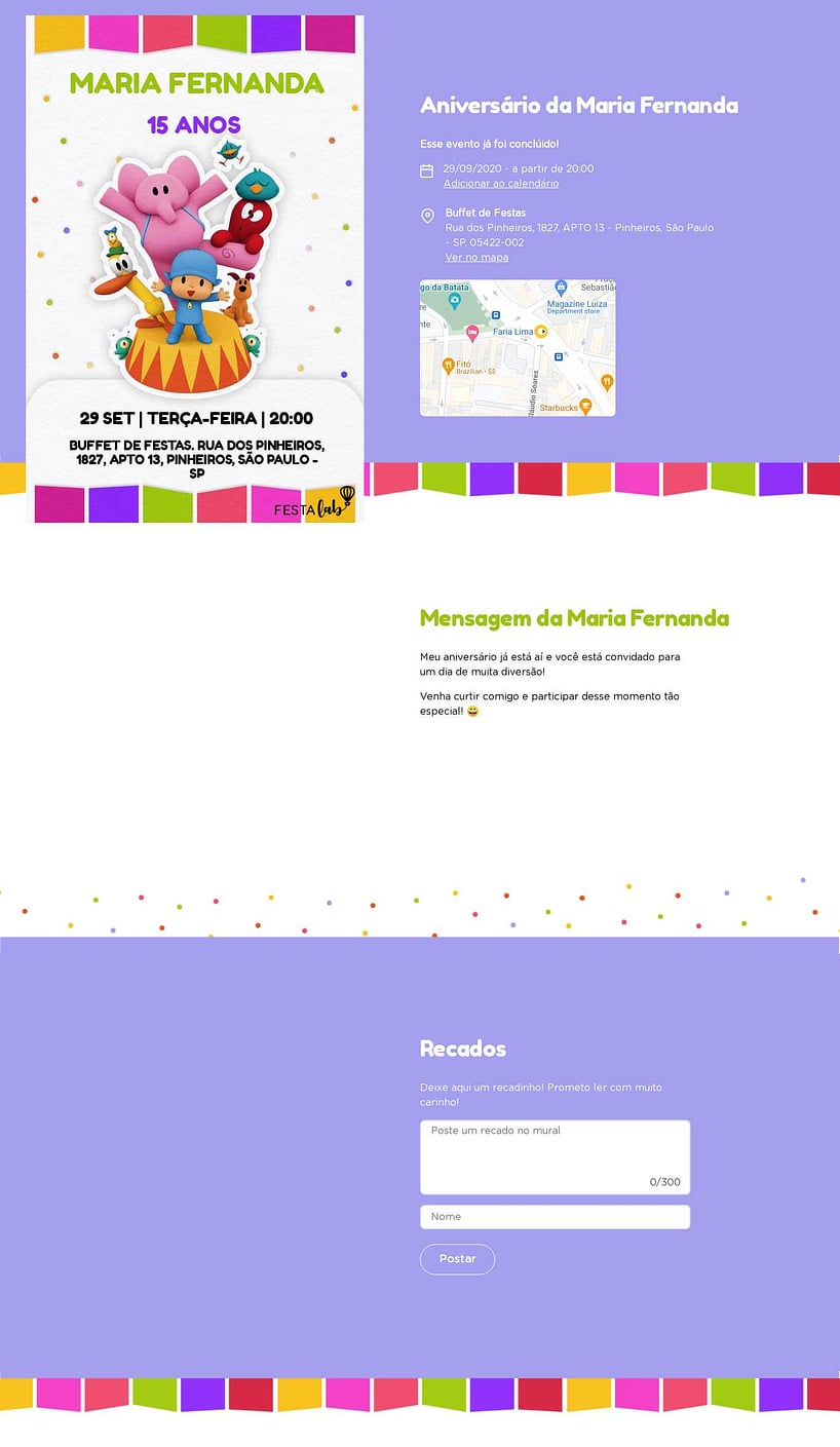 Convite online de aniversário - Turma do Pocoyo Colorido| FestaLab