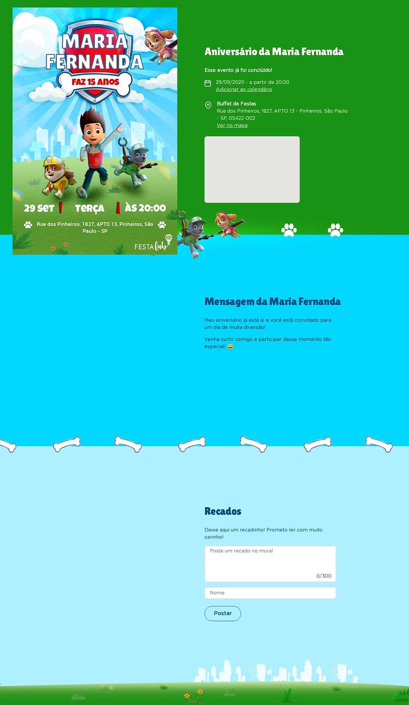 Convite online de aniversário - Turma Patrulha Canina| FestaLab