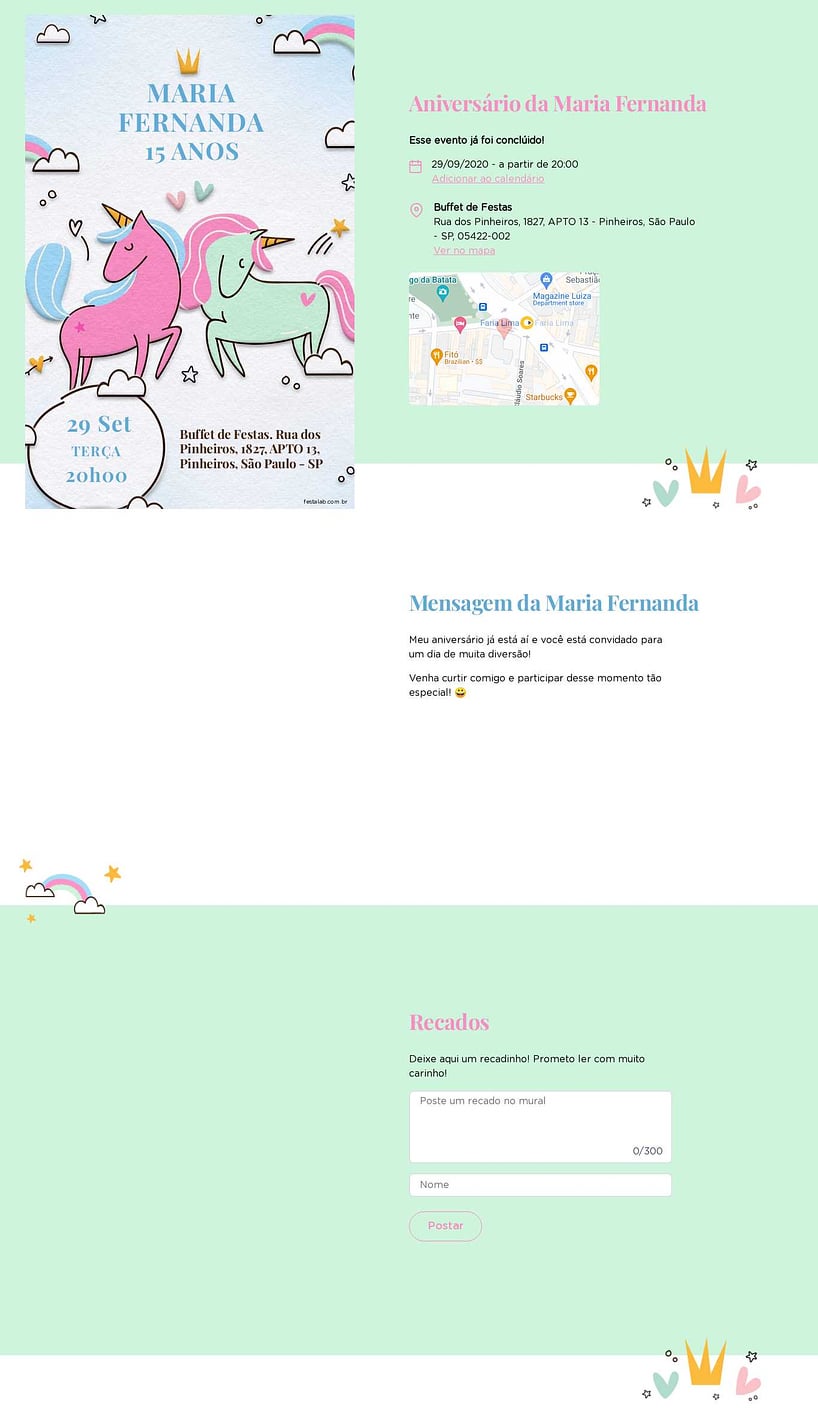 Convite online de aniversário - Unicornio Azul| FestaLab