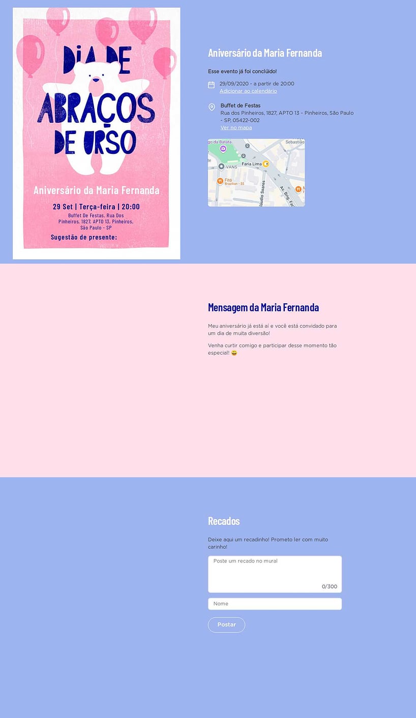 Convite online de aniversário - Ursinho com balões Rosa| FestaLab