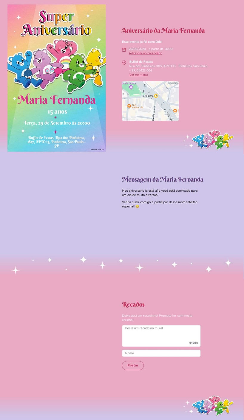 Convite online de aniversário - Ursinhos carinhosos candy| FestaLab