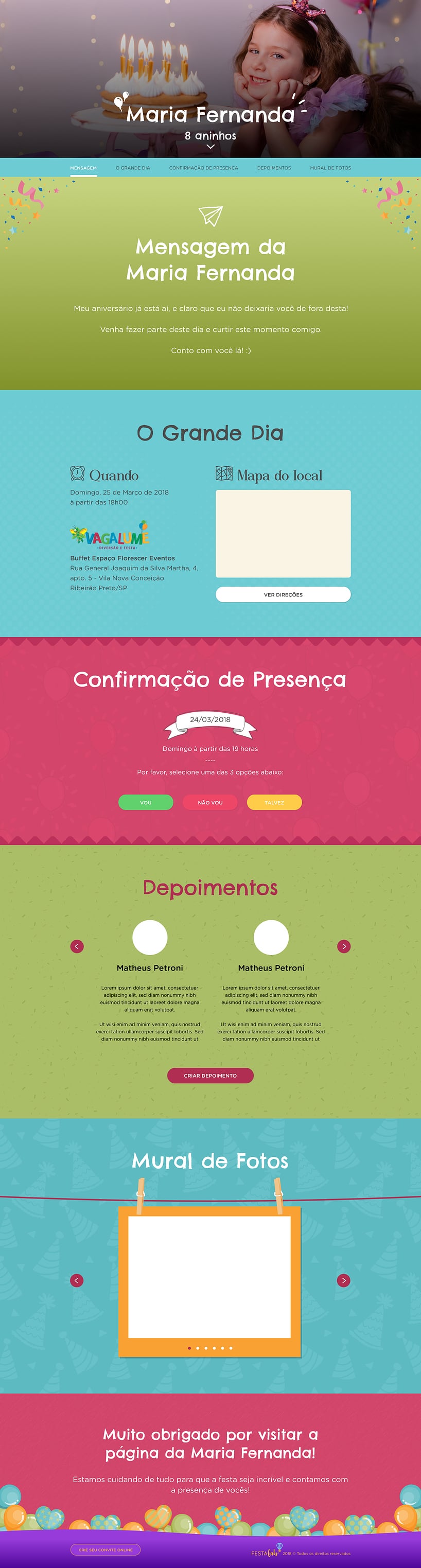 Convite online de aniversário - Buffet Vagalume Diversão e Festa| FestaLab