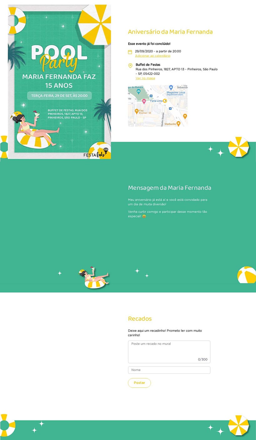 Convite online de aniversário - Verão verde| FestaLab