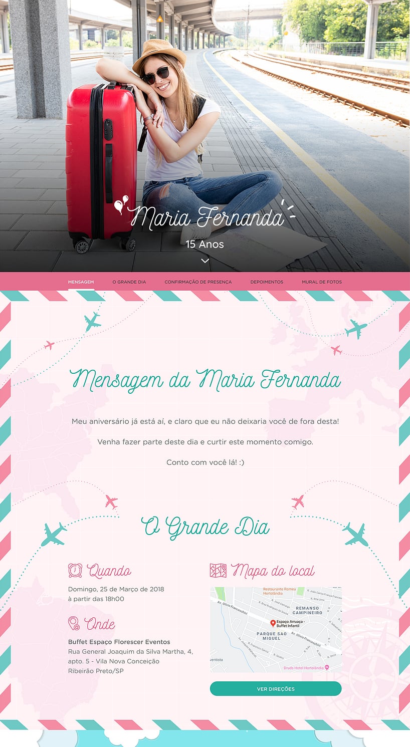 Convite online de aniversário - Viagem| FestaLab