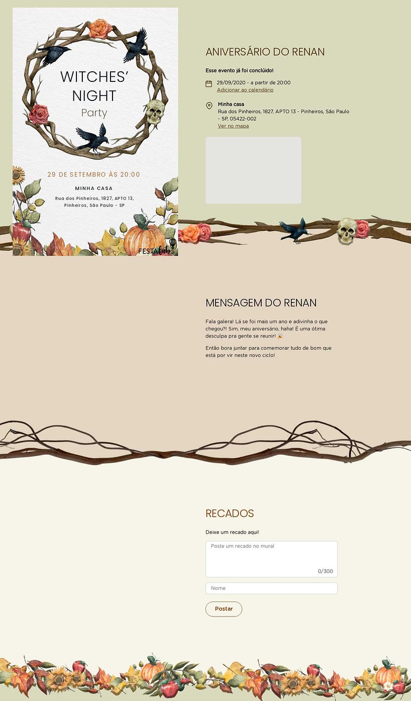 Convite online de aniversário - Witches' Night| FestaLab