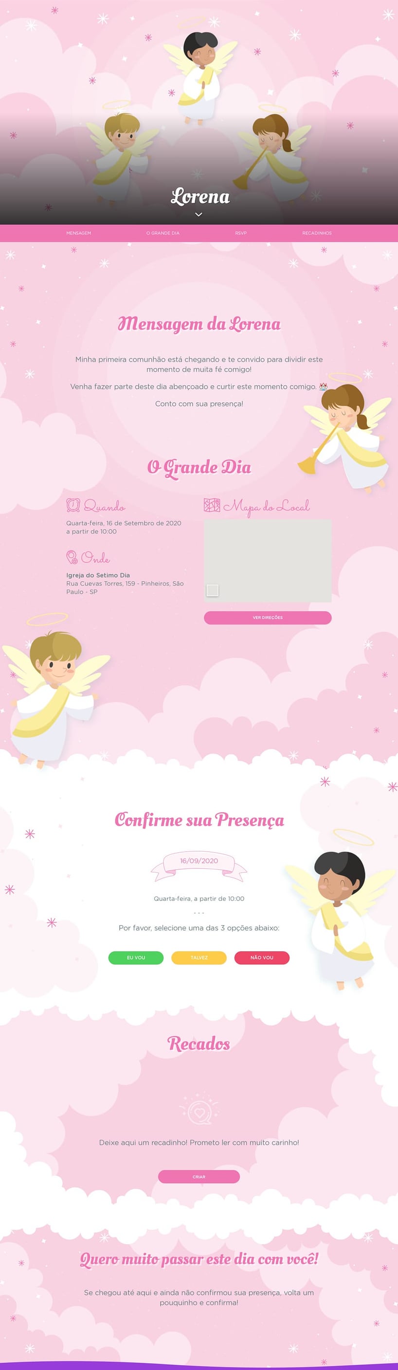 Convite Online Batizado - Anjinhos | FestaLab