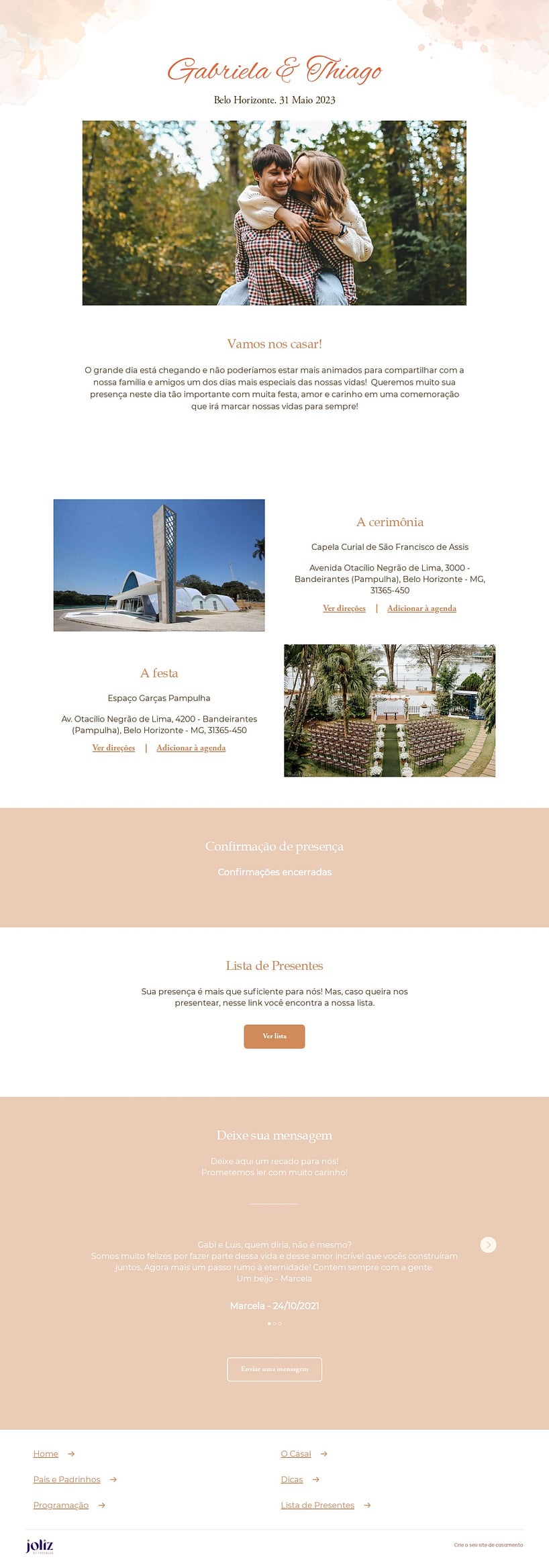 Crie seu site de Casamento - Casamento ao Pôr do Sol| FestaLab