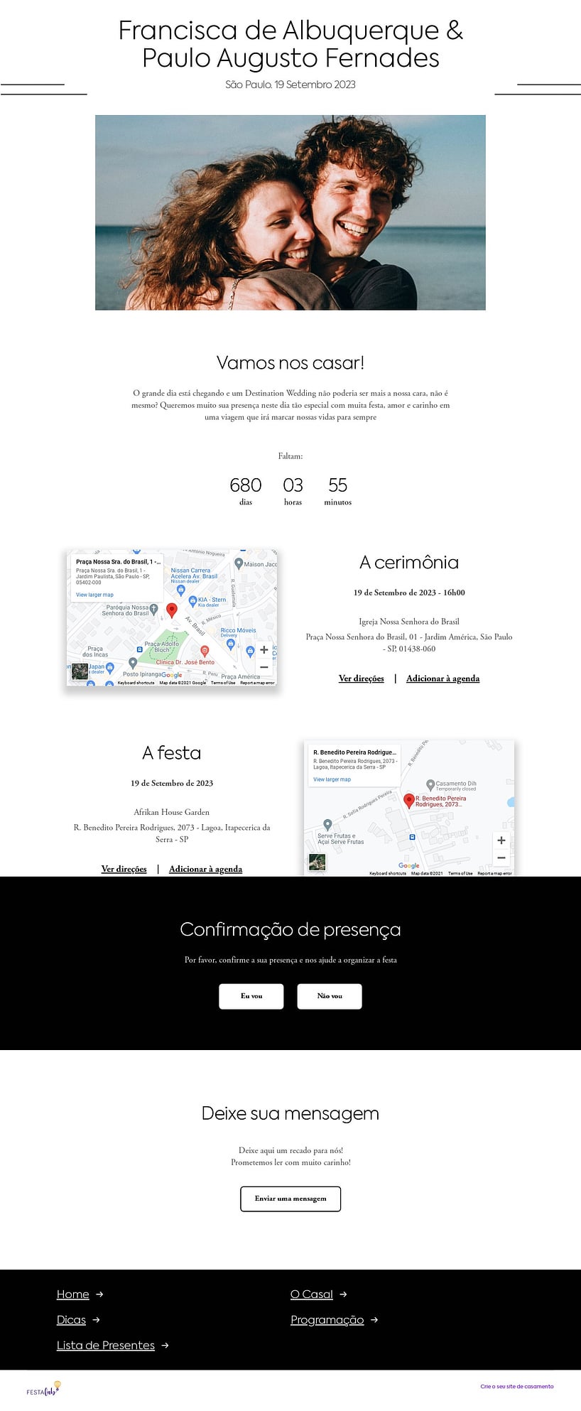 Crie seu site de Casamento - Clássico branco| FestaLab