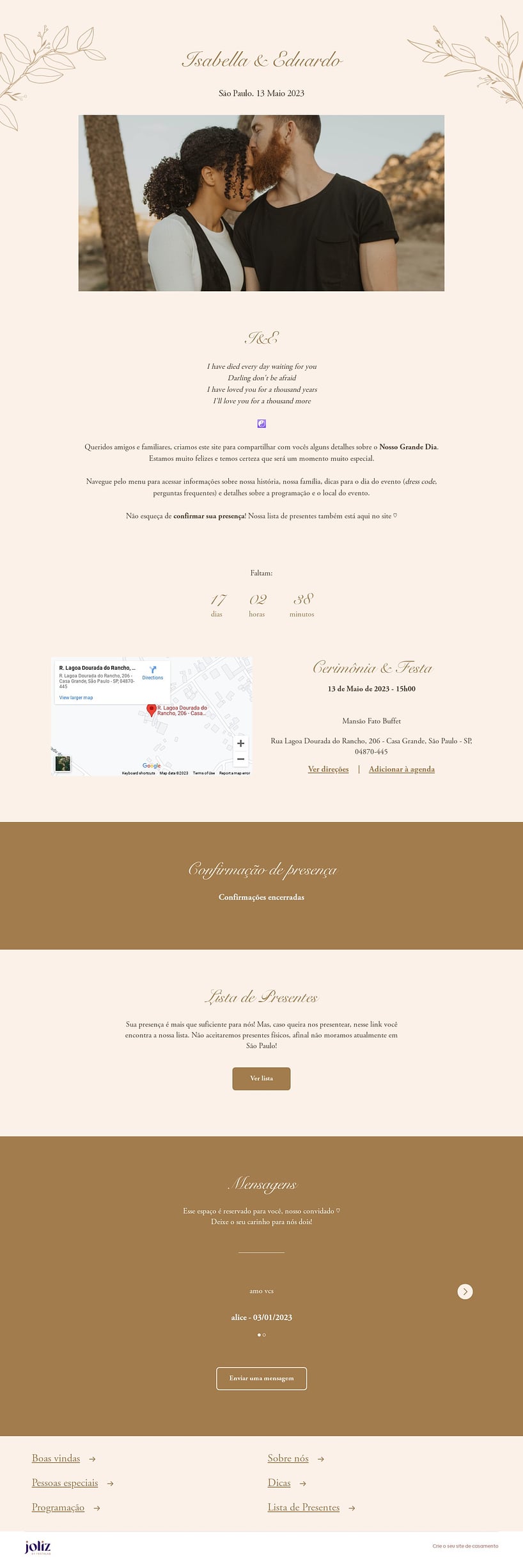Crie seu site de Casamento - Rústico delicado| FestaLab
