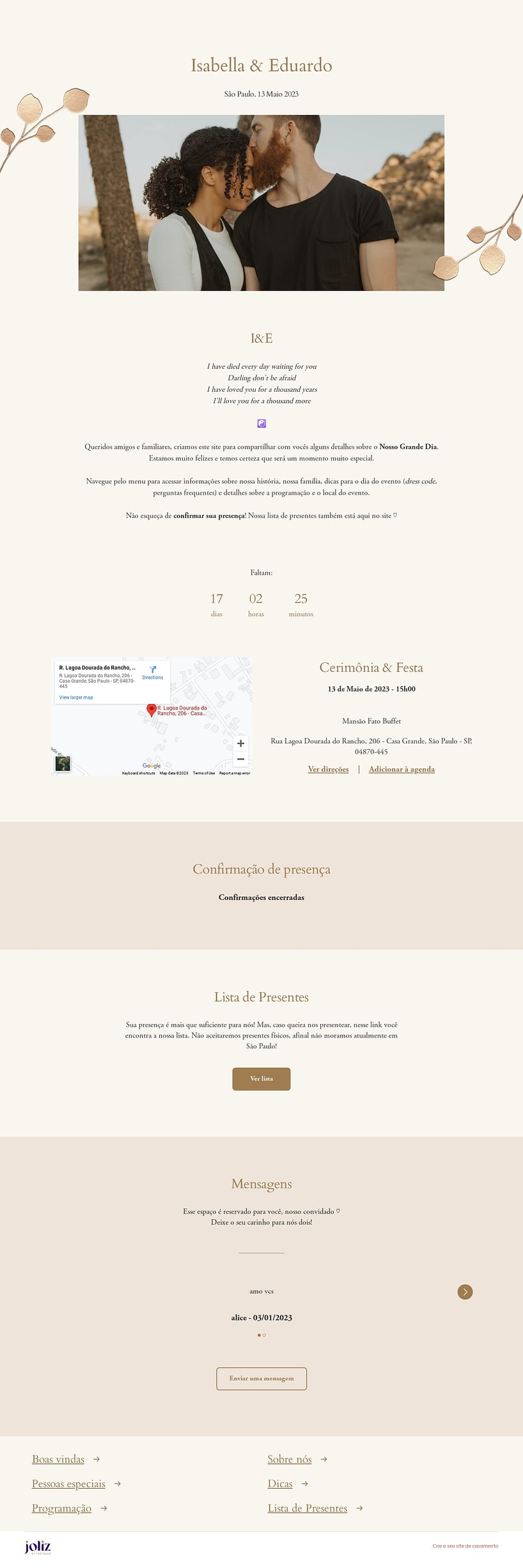 Crie seu site de Casamento - Flor Dourada| FestaLab