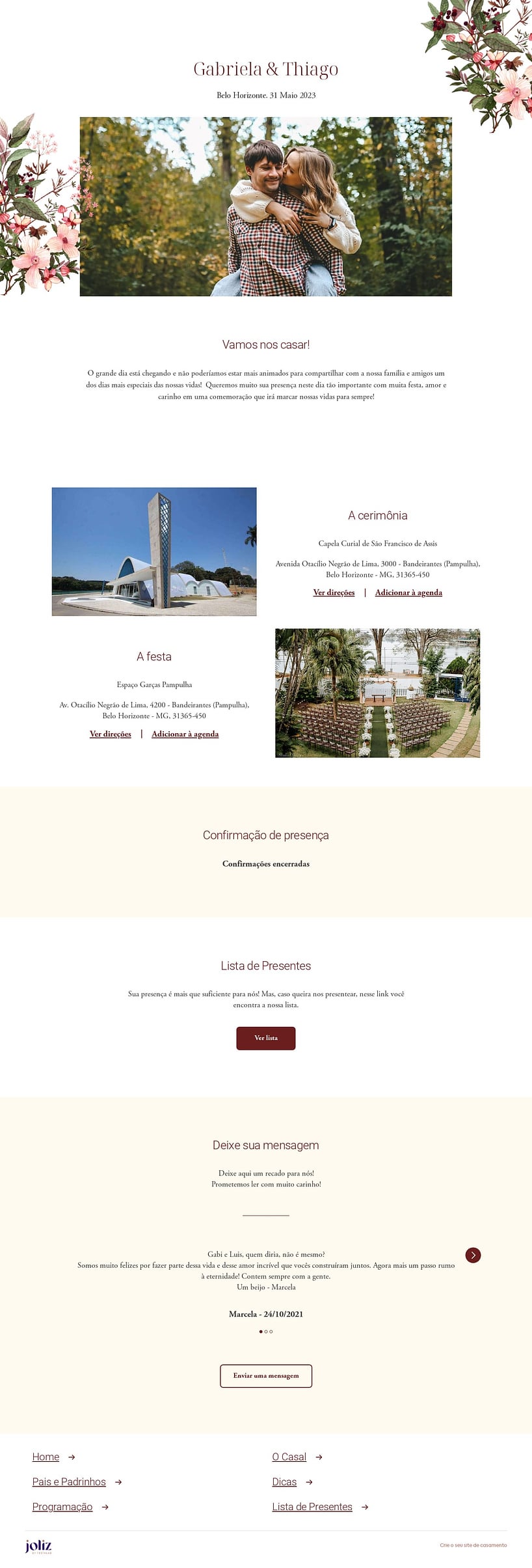Crie seu site de Casamento - Floral rosa| FestaLab